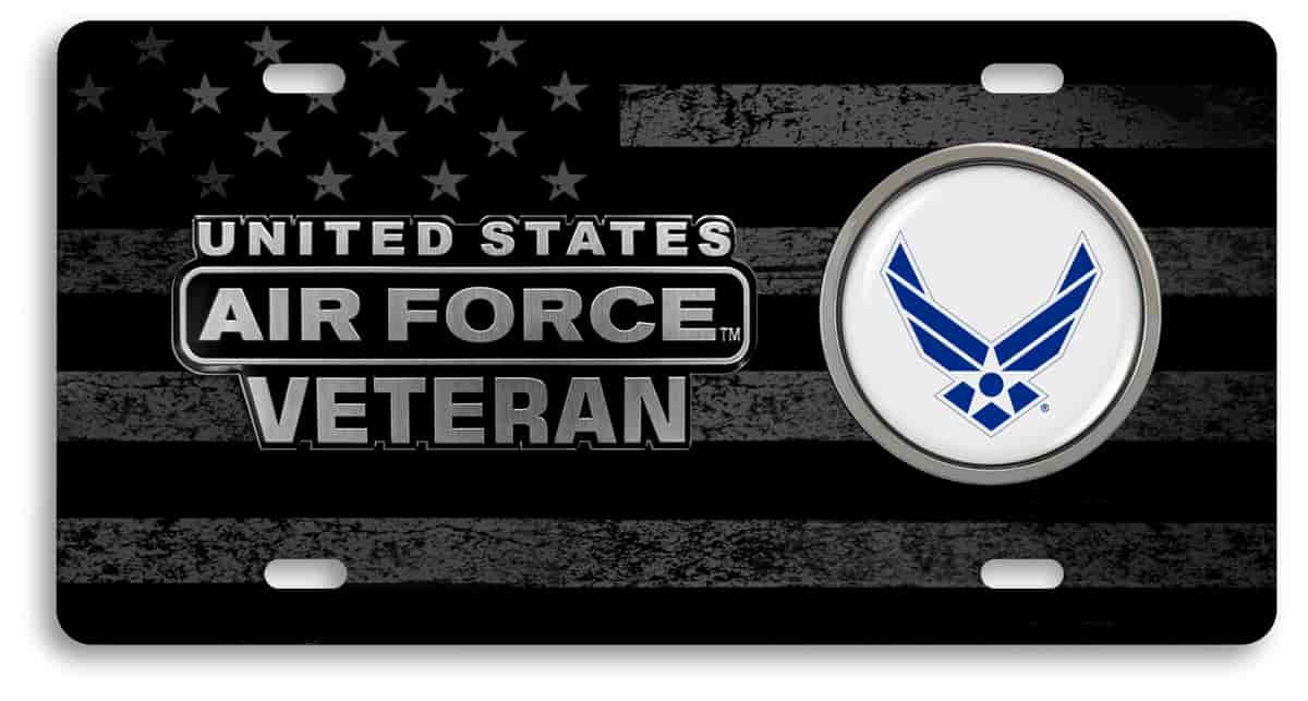 USAF - U.S. Air Force Veteran - Stainless Steel Car License Plate